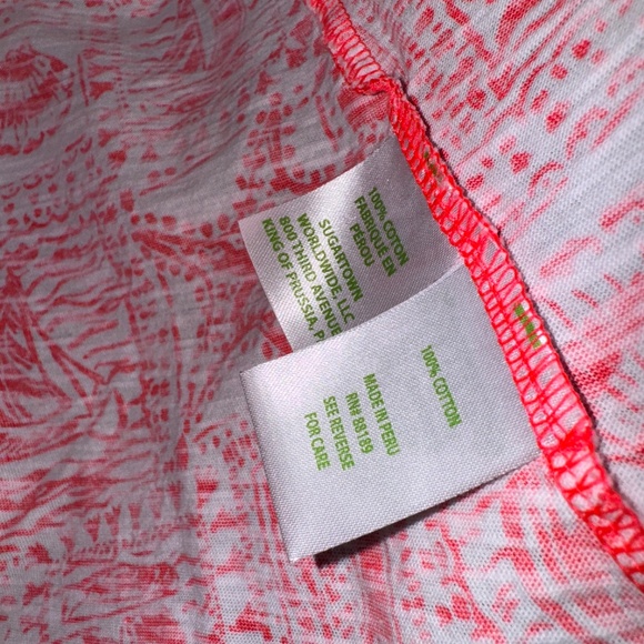 NWT Lilly Pulitzer Etta Scoop Neck Red Mizner Seaside Harbour Tee Size XXL - Picture 5 of 7